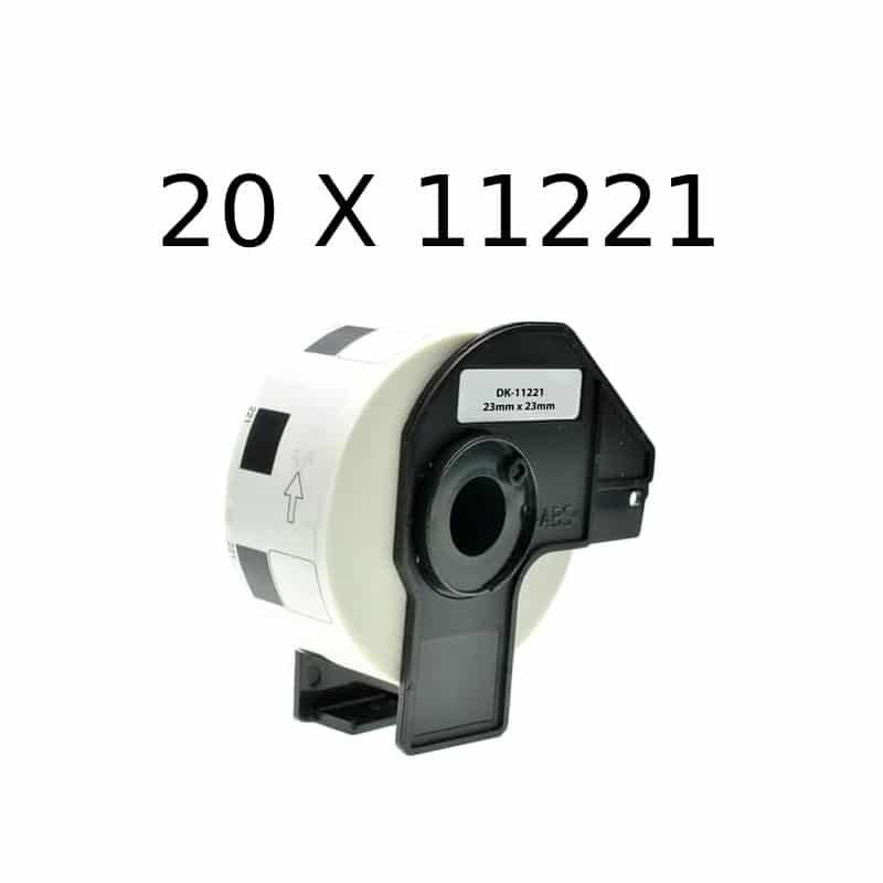 20 stk DK11221 etiketter – 20 x 1000 stk – 23 x 23mm – Kompatibel Brother – DK11221