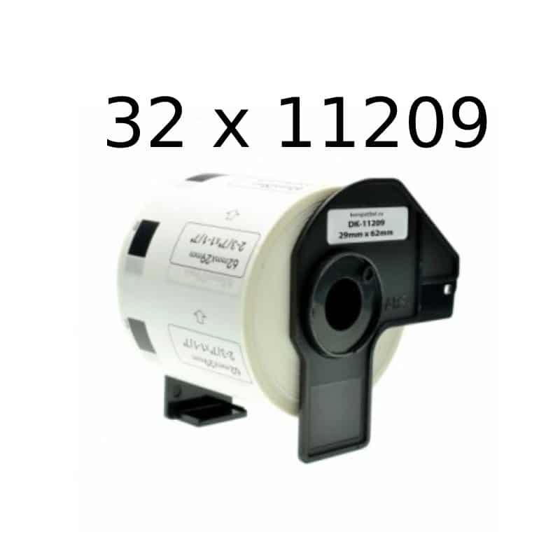 32 stk DK11209 adresseetiketter – 800 stk – 29 x 62mm – Kompatibel Brother – DK11209