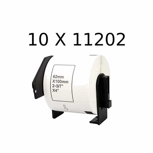 10 stk DK11202 – shipping etiketter – 300 stk – 62 x 100mm – Kompatibel Brother – DK11202