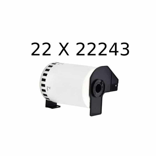 22 stk DK22243 kontinuerlige papirtape etiketter – 10.2cm x 30.5m – Kompatibel Brother – DK22243