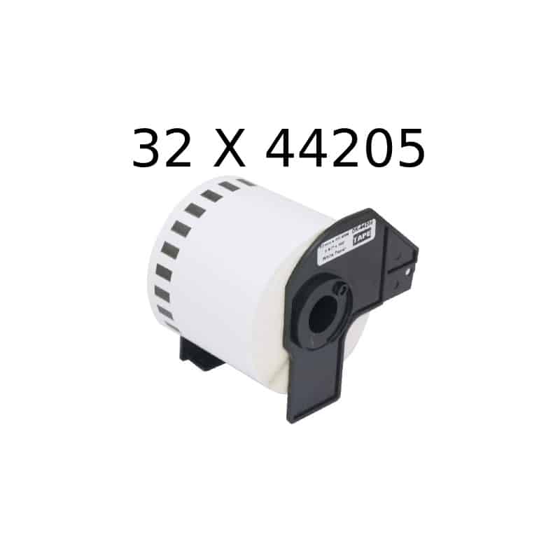 32 stk DK44205 selvklæbende etiketter aftagelige – 6.2cm x 30.5m – Kompatibel Brother – DK44205