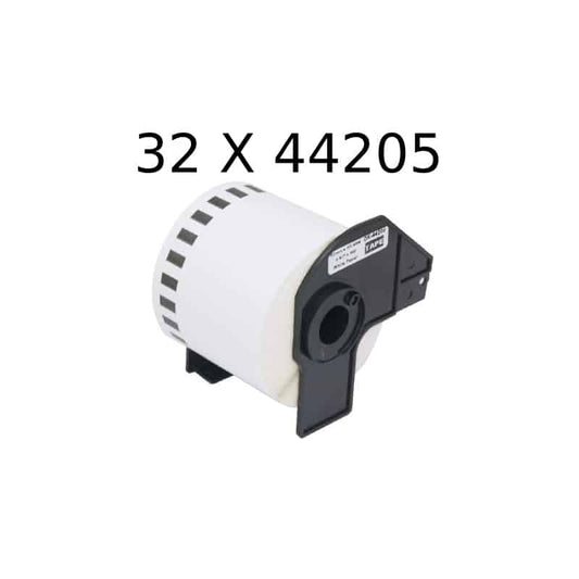 32 stk DK44205 selvklæbende etiketter aftagelige – 6.2cm x 30.5m – Kompatibel Brother – DK44205