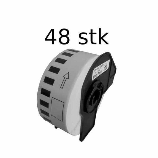 48 stk DK22214 rulle kontinuerlige papir etiketter – 12mm x 30,48m – Kompatibel Brother – DK22214