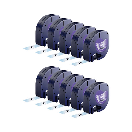 Rabattset! 10 st. Dymo 12267 svart på klar plasttejp 12 mm x 4 m – Kompatibel – S0721530