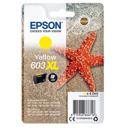 Epson 603XL Gul Blækpatron 4 ml – Original – C13T03A44010 | Skarpe Farver & Høj Kvalitet
