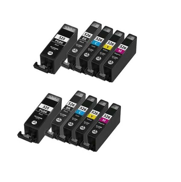 Rabat Sæt! Canon PGI-525 / CLI-526 – 2 x 5 Farver PBK-BK-C-M-Y – Kompatibel – PGI-525 – 118 ml | Stor Kapacitet & Maksimal Besparelse