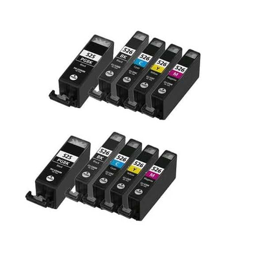Rabat Sæt! Canon PGI-525 / CLI-526 – 2 x 5 Farver PBK-BK-C-M-Y – Kompatibel – PGI-525 – 118 ml | Stor Kapacitet & Maksimal Besparelse