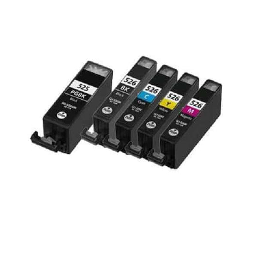 Rabat Sæt! Canon PGI-525 / CLI-526 – 5 Farver PBK-BK-C-M-Y – Kompatibel – PGI-525 – 59 ml | Komplet Sæt & Høj Kvalitet