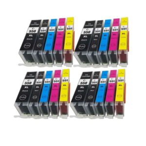 Rabat Sæt! Canon PGI-550XL / CLI-551XL – 4 x 5 Farver PBK-BK-C-M-Y – Kompatibel – PGI-550XL – 308 ml (20 stk.) | Stor Kapacitet & Maksimal Besparelse