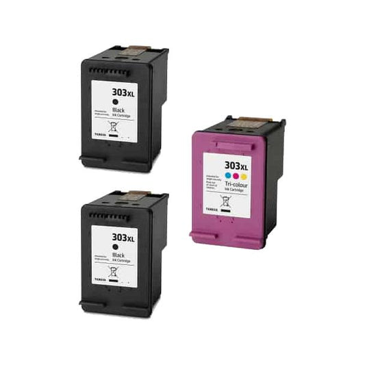 Rabat Sæt! HP 303XL – 2 x Sort + 1 x Farve – Kompatibel – HP 303XL – 34 ml | Høj Kapacitet & Stor Besparelse