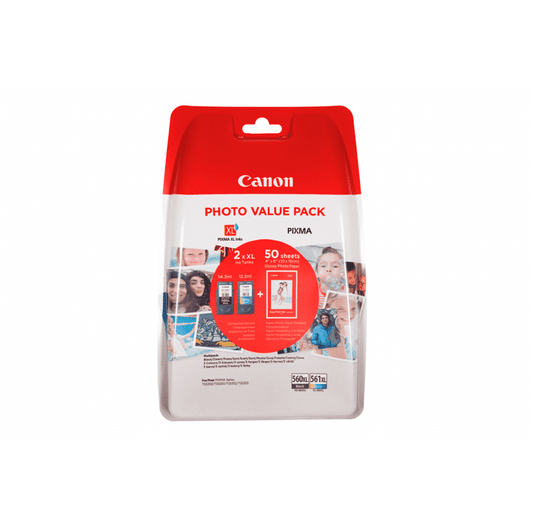 Value Pack! Canon PG-560XL / CL-561XL BK/C-M-Y Blækpatron – Original – 26,5 ml | 3712C004 | Komplet Sæt & Canon Kvalitet